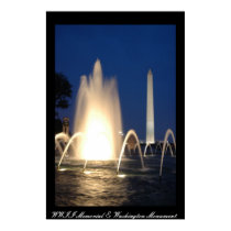 Washington Monument Overlooks WWII Memorial posters