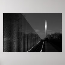 Washington Monument & Vietnam Wall B&W Poster