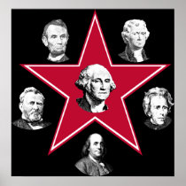 Washington Star and 5 American Patriots Poster