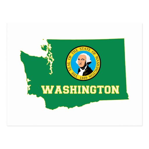 Washington State Flag and Map Postcard Zazzle