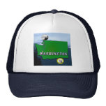Washington State Map, Quarter, Seal and Mountains Hats