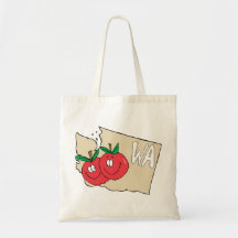 Washington State WA Cartoon Map with Apple Art Canvas Bags