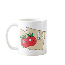 Washington State WA Cartoon Map with Apple Art Coffee Mugs