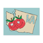 Washington State WA Cartoon Map with Apple Art postcards