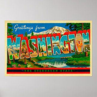 24x36 Poster Map Of Washington State Territory 1889