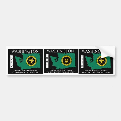 Washington Zombie Hunting Permit Bumper Stickers