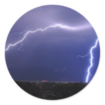 Washoe Valley Lightning Storm Round Stickers