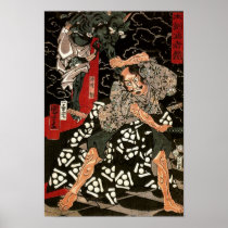 Watanabe Tsuna Fighting Demon, 歌川 国芳 Posters