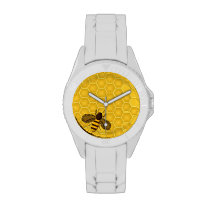 Watch with Golden Honeycomb and Honeybee at Zazzle