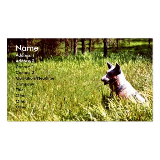 Watcher in the Woods Dog business card profile art (front side)