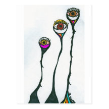 Watchful Eyes, who is watching you? Surrealistic Postcard