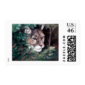 Watching Cougar Postage Stamp stamp