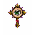 Watching Eye Heart Cross Design Tshirt