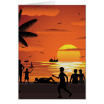 watching sunset greeting card