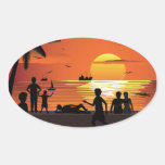 watching sunset oval stickers
