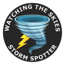 Watching The Skies Storm Spotter Round Sticker