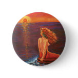 Watching The Sunset - Mermaid Art Button