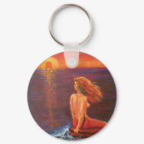 Watching The Sunset - Mermaid Art KeyChain