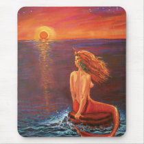 Watching The Sunset - Mermaid Art Mousepad by SusanRodio Watching The Sunset - Mermaid Art Mousepad