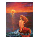 Watching The Sunset, Mermaid Art Print by SusanRodio Watching The Sunset, Mermaid Art Print