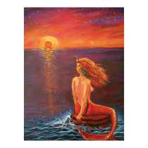 Watching The Sunset, Mermaid Art Print by SusanRodio Watching The Sunset, Mermaid Art Print
