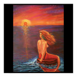 Watching The Sunset - Mermaid Print
