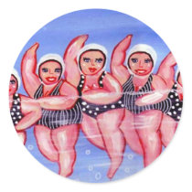Water Aerobics Divas Fun Whimsical Chubby stickers by reniebritenbucher Water Aerobics Divas Fun Whimsical Chubby stickers