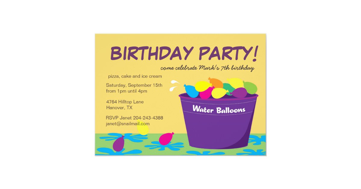 Water Balloon Party Invitation Zazzle