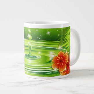 Water Bamboo and Tropical Flowers Specialty Mug Extra Large Mugs