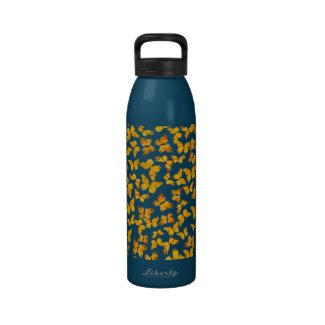 Water Bottle Golden Butterflies on Dark Teal
