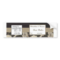Water Bottle Label Black Cream Daisies/Carnation L Bumper Stickers