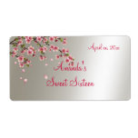 Water Bottle Label Cherry Blossom Sweet Sixteen