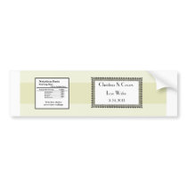 Water Bottle Label Light Green/Gray Formal Wedding Bumper Stickers