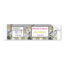 Water Bottle Label Lime Green/Hot Pink Flower Flou Bumper Stickers