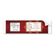 Water Bottle Label Lord Ganesha/Hindu Red Spiritua Bumper Stickers