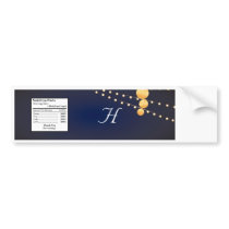 Water Bottle Label Paper Lanterns on Blue Chineese Bumper Stickers