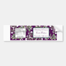 Water Bottle Label Peacock/Flower Branch Purple Bumper Stickers