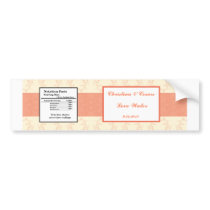 Water Bottle Label Pinkish/Peach Formal Scrolls El Bumper Stickers