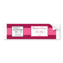 Water Bottle Label Raspberry Pink Loops/Swirls Blu Bumper Sticker