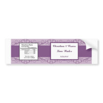 Water Bottle Label Royal Purple Crown/Swirls laven Bumper Sticker