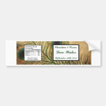 Water Bottle Label Vintage Peacock Green Bumper Stickers