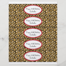 Water Bottle Labels | Red and Leopard Print Full Color Flyer