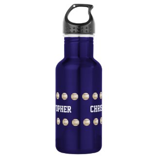 Water Bottle, Personalized, Baseball, Blue
