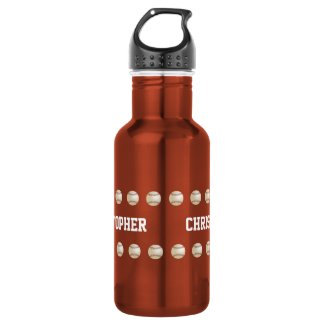 Water Bottle, Personalized, Baseball, Orange