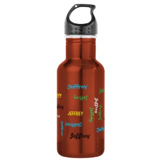 Water Bottle, Personalized, Repeating Name, Orange