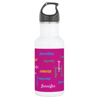 Water Bottle, Personalized, Repeating Names, Pink