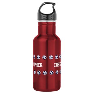 Water Bottle, Personalized, Soccer, Red