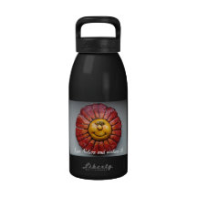 Water Bottle with hand-painted smiling flower