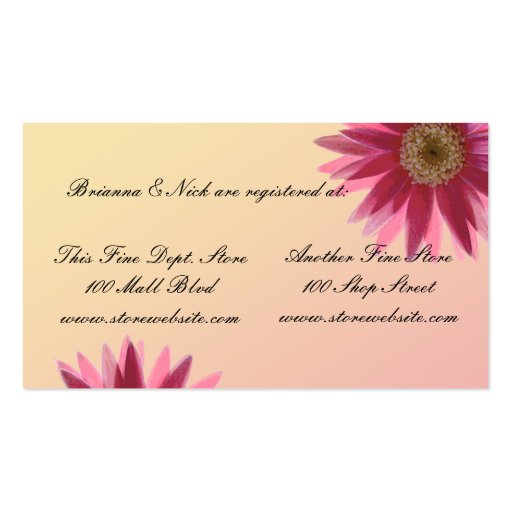 Water color fuscia daisies business card (front side)