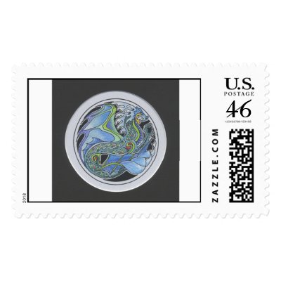 Water Dragon Postage by smilodonart